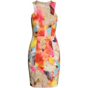 H&M Jacquard Watercolor Printed Dress Size 6